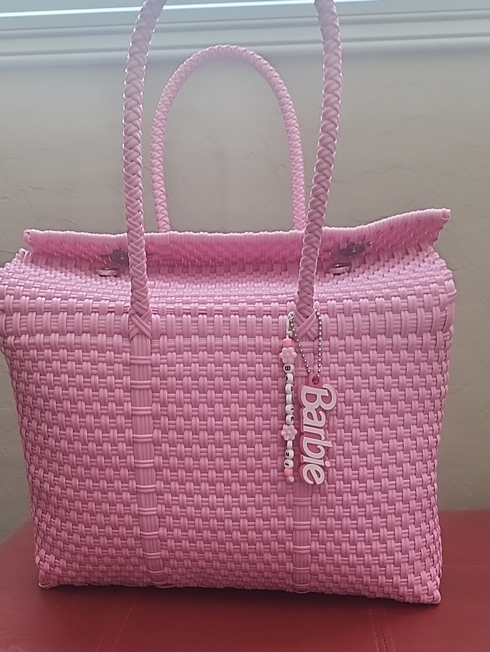 Barbie Pink Woven Tote Bag - Stylish Women’s Handbag